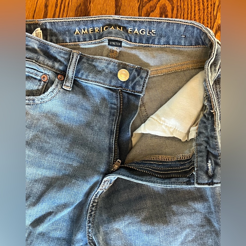 American Eagle Super High Rise Baggy Wide Leg Jeans- Size 00 Long - Picture 7 of 11